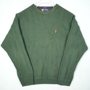 Vintage Chaps‎ Ralph Lauren Sweater Men's Size XL Green Knit Crest Logo Peppy